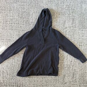 Athleta Dark Navy Waffle Knit Hooded Pullover